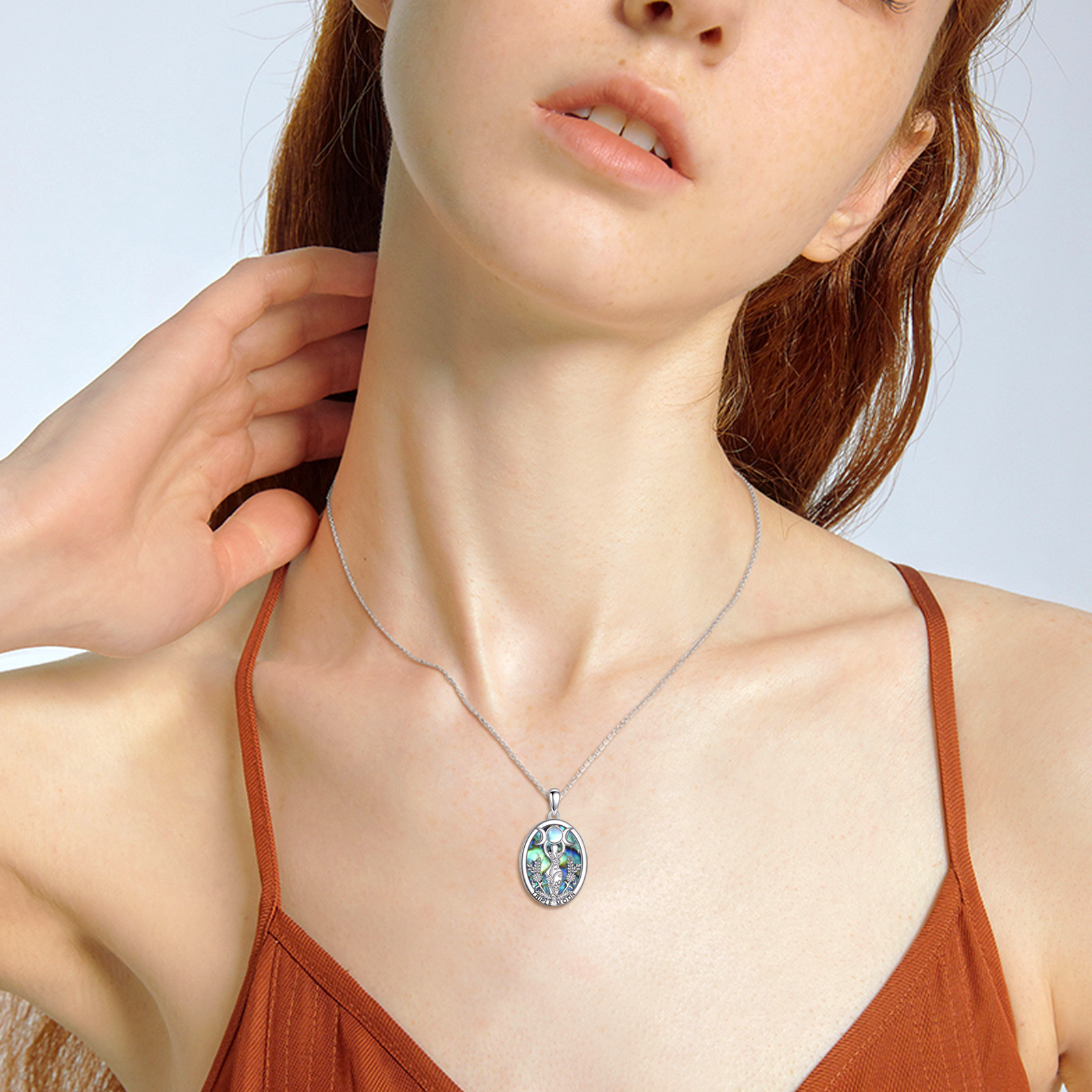 Women's 925 Sterling Silver March Goddess Pendant with Abalone Shell